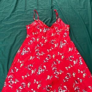 Floral Red Slip Dress